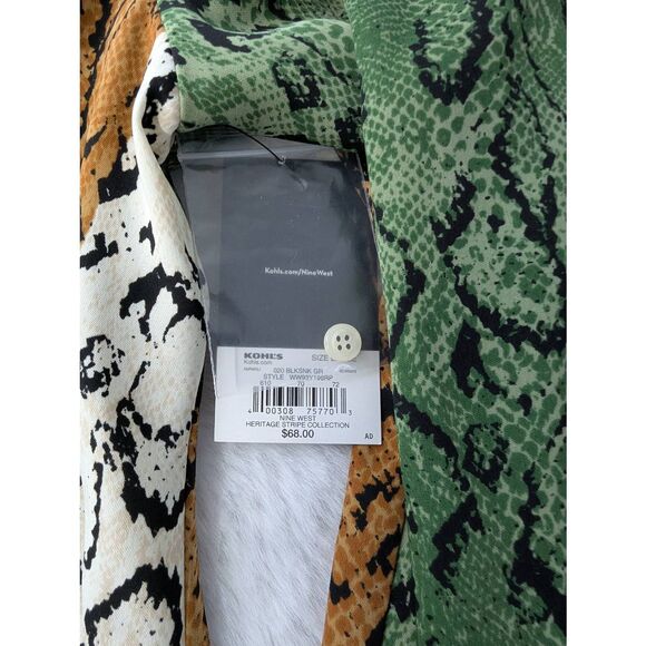 Nine West Shirt Dress Button Front‎ Tie Knot Waist Snake Print Size Large NWT - Picture 6 of 11